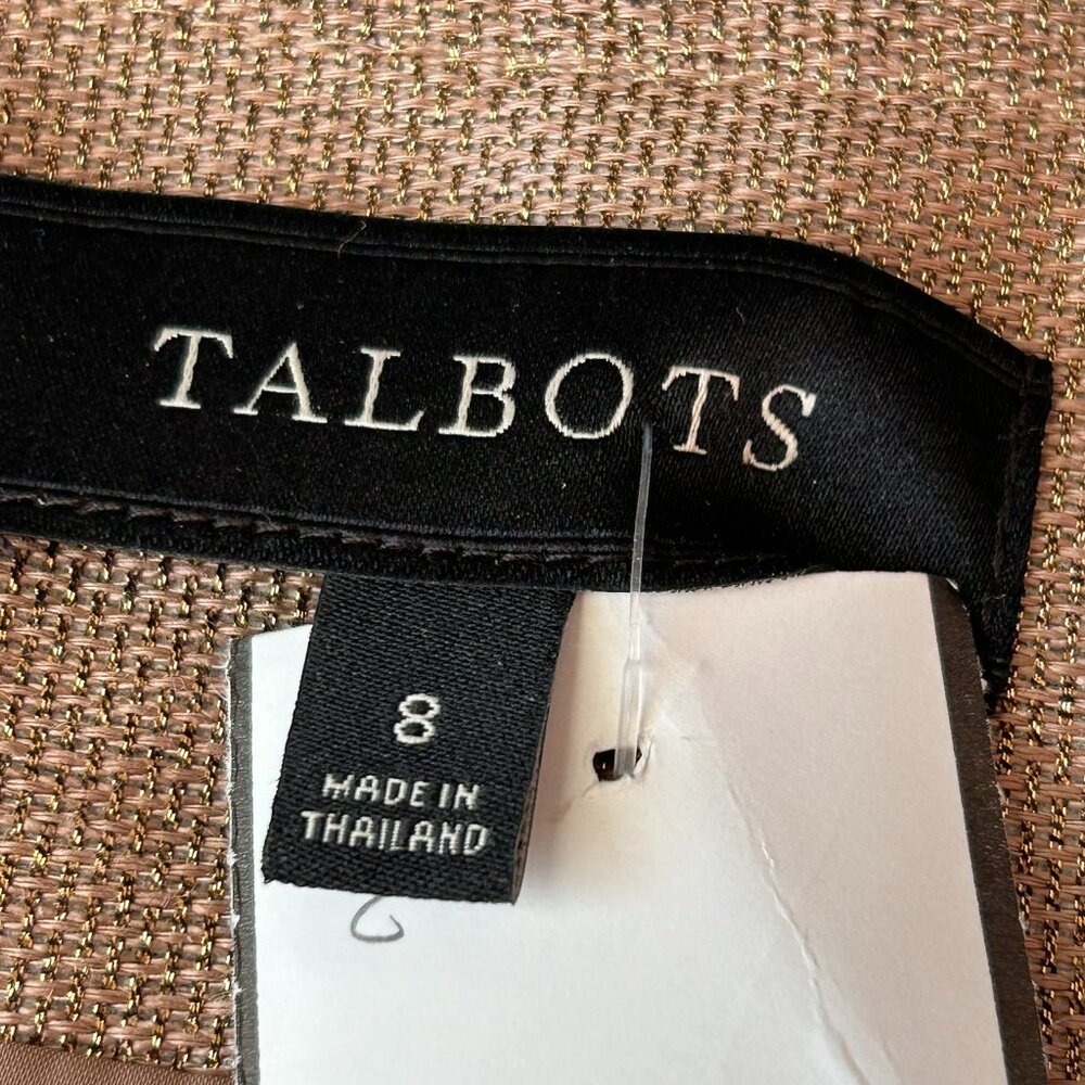Talbots Linen Blend Metallic Golden “Jackie” Fit Blazer Retro NWOT US 8 - 1H1935 - Picture 2 of 6